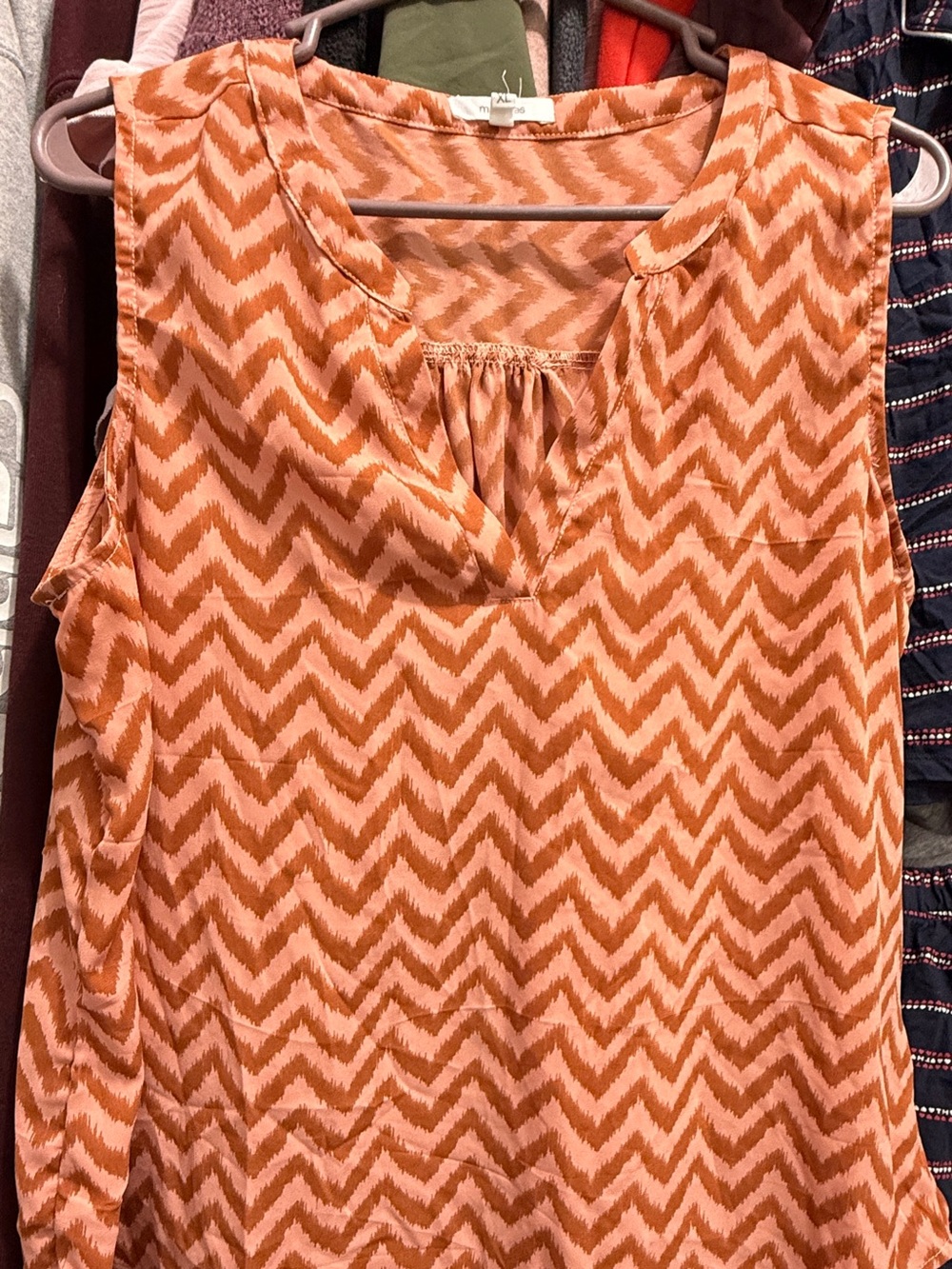 Maurices Sleeveless Chevron Camisole - Rust and Peach